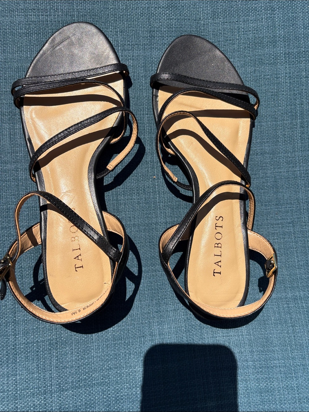 Talbots Black Strappy Ankle-Wrap Sandals
